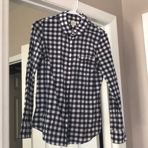 J. Crew button down women’s top. Navy/white checks